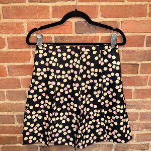 Silk J. Crew Black Skirt with Pink & Cream Polka Dot Accents
